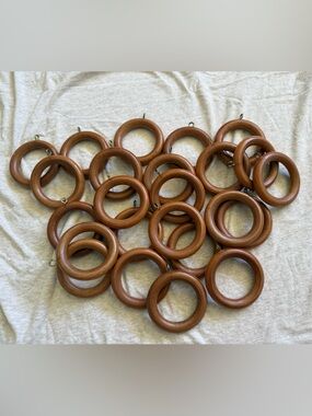 Wooden Curtain Rings - Pack of 24 - Warm Brown